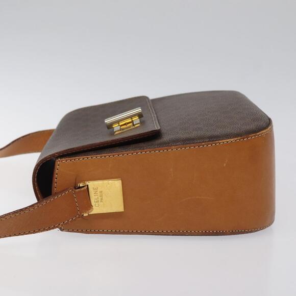 CELINE Macadam Canvas Shoulder Bag Pvc Brown Gold - Picture 5 of 13
